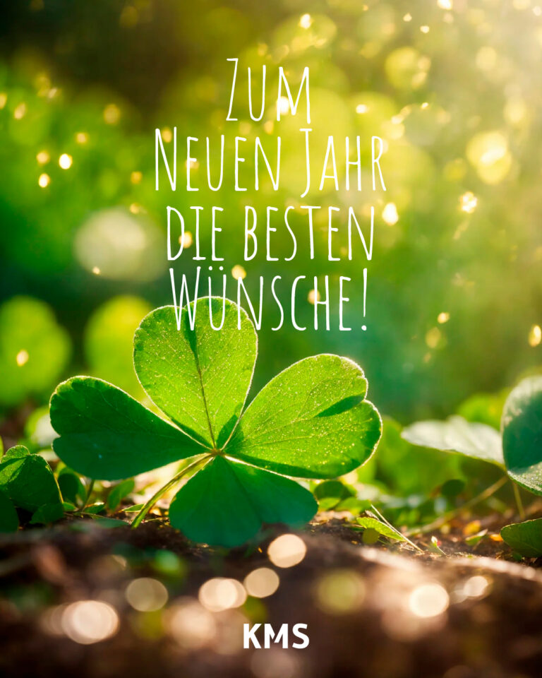 Neujahrsglückwünsche auf Grafik mit Kleeblatt